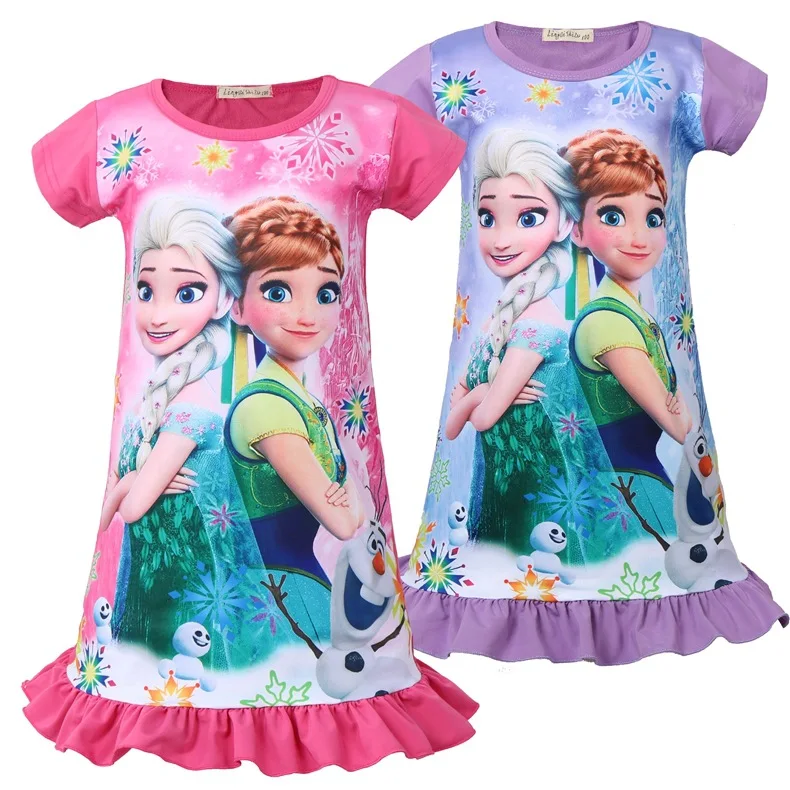 Платье для девочек с изображением Анны и Эльзы; платья принцессы Снежной Королевы для девочек; ночное платье; пижамы; платье для малышей; детская одежда для сна; одежда для малышей