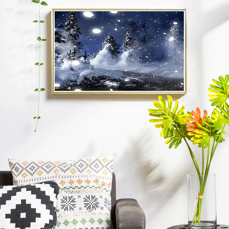 5D DIY Diamond Painting Winter Snow Scenery Rhinestone Picture Square Landscape Diamond Embroidery Mosaic Home Decoration Gifts