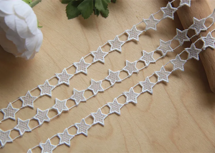 Lace Trim 15 Yards Ivory Star Embroidered Tapes Ribbon Clothes Dress Doll Sewing Fabric 1.5cm 0.59" Wide M25C32 | Дом и сад