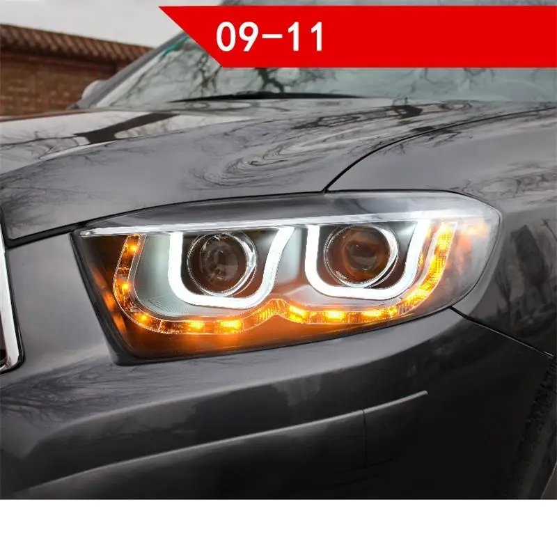 Автозапчасти, дневные наружные Автомобильные фары, Cob светодиодные ходовые фары, автомобильные фары в сборе 09 10 11 для Toyota Highlander
