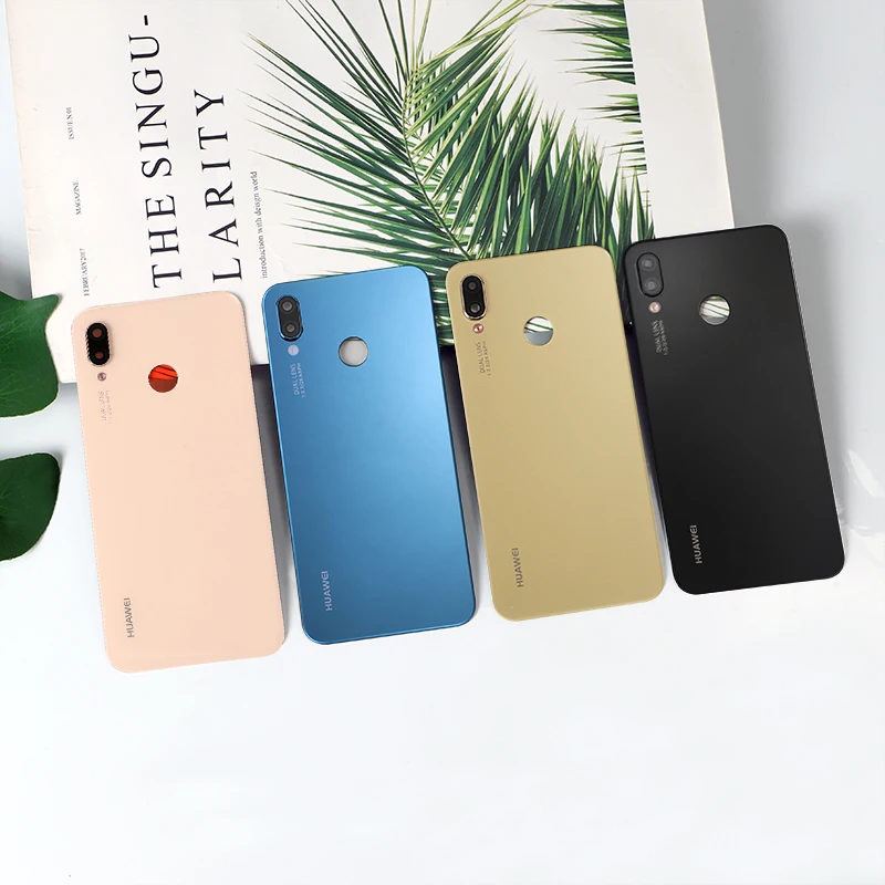 P20Lite корпус для huawei P20 Lite стеклянная задняя крышка батарейного отсека телефон запасные части чехол+ камера Стекло наклейка клей