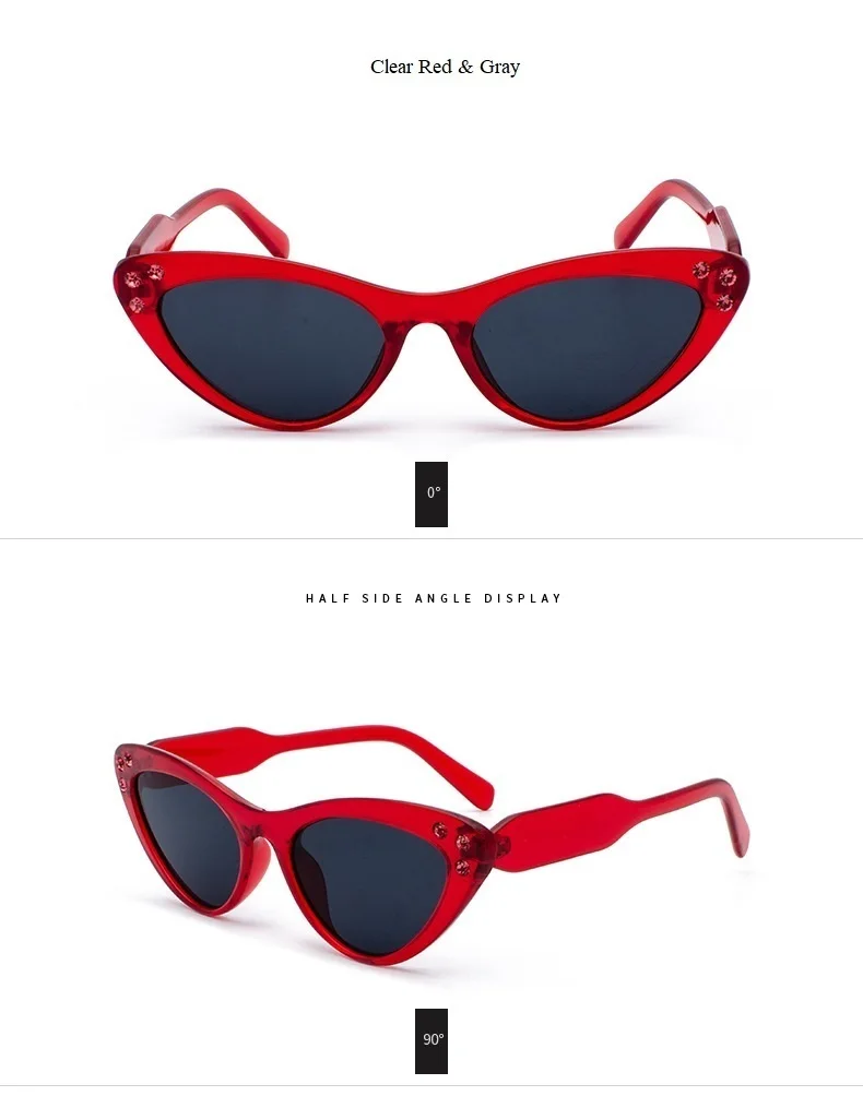 Кристалл кошачий глаз солнцезащитные очки для женщин для 2019 Новый Элитный бренд Защита от солнца очки дамы небольшой Рамки Винтаж черны