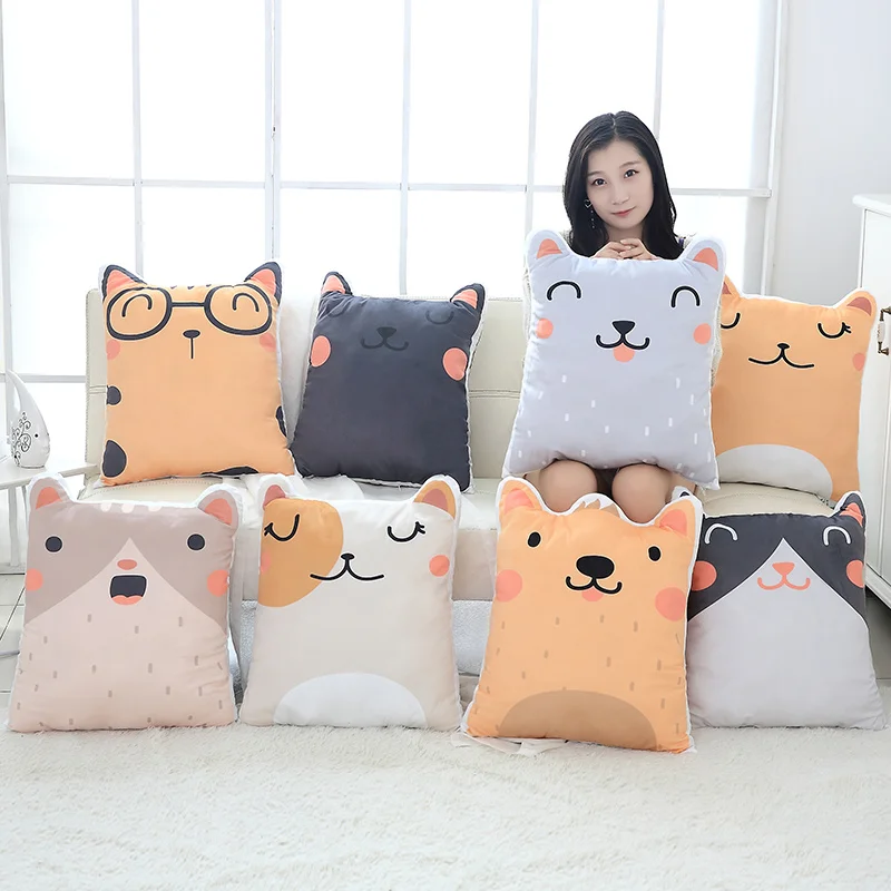 50 см печать кошка подушка мультфильм животное двойная печать Лежанка для котиков диван Отдых Подушка Кукла-подружка детская игрушка