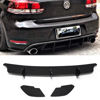 

Rear Lip Diffuser Trim Cover For Volkswagen VW Golf 6 MK6 GTI R20 2010-2013 ABS Fins Shark Style Bumper Protector