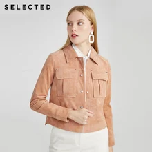 SELECTED Women's Short Spring Casual Lapel Leather Jacket S|420110507