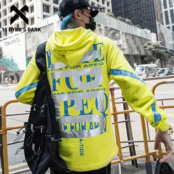 

11 BYBB'S DARK Hip Hop Letter Printed Casual Hooded Sweatshirts Men 2019 Harajuku Pullover Fashion Oversized Hoodies Streetwear