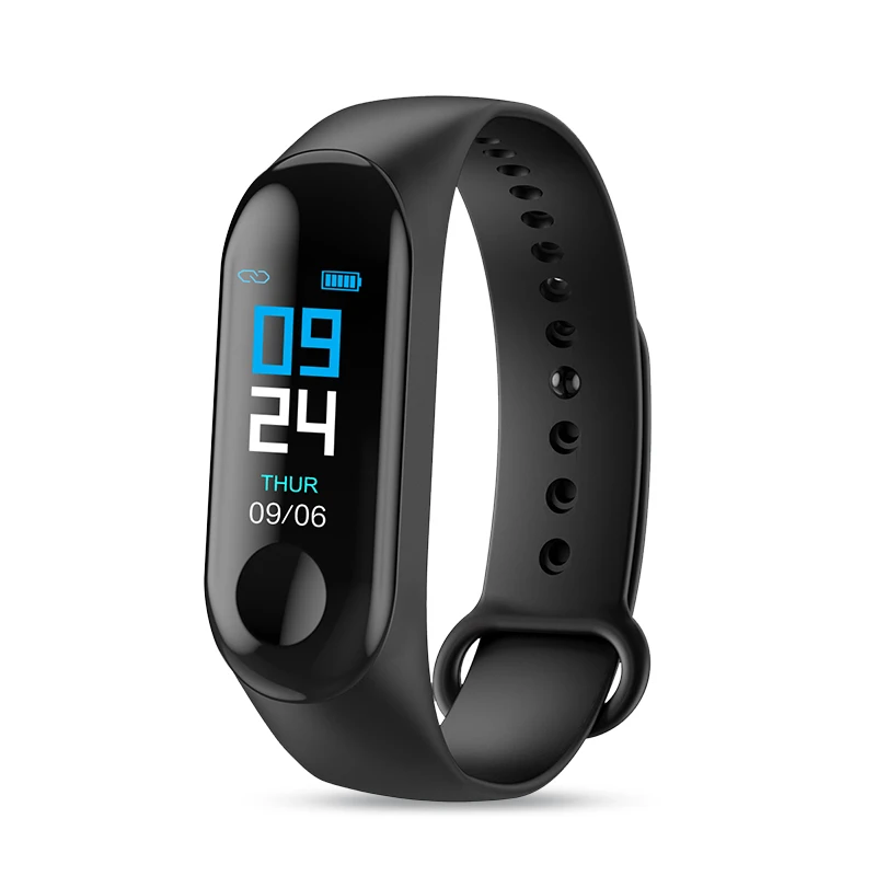 M3 смарт-браслет Bluetooth спортивные часы умные часы для мужчин кровяное давление водонепроницаемый пульсометр фитнес-браслет здоровье браслет - Color: black