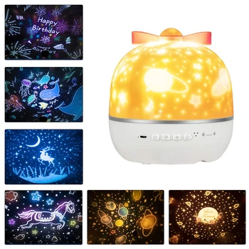 

Rotating Music Projector Lamp with Bluetooth Speaker USB Rechargeable LED Night Light Bedroom Decoration Children Kids Gift
