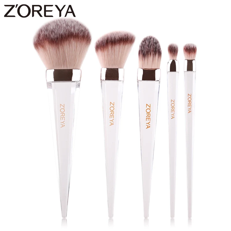 

ZOREYA Crystal Transparent Makeup Brushes 1/2/3/5Pcs Combination Make Up Brush Set Powder Eye Shadow Foundation Cosmetics Tool