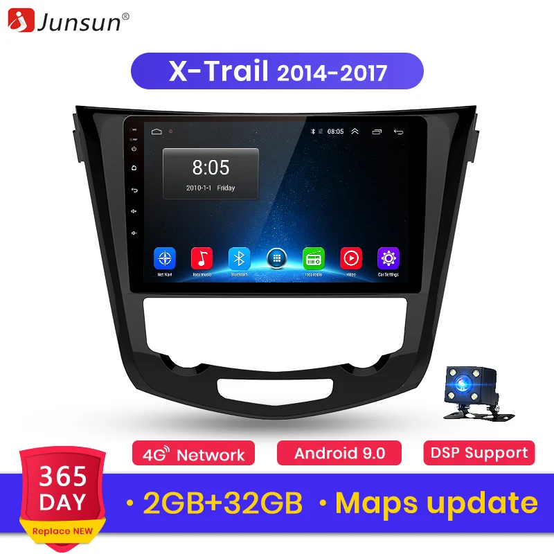 Junsun V1 2G + 32G Android 8 0 DSP для Nissan X Trail Qashqai 2014 2017 автомобильный Радио мультимедийный