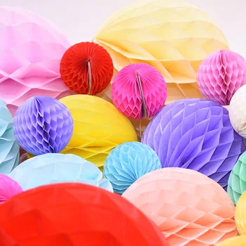 

5/10/15/20/25/30cm Round Hanging Paper Honeycomb Lantern Flower Balls Wedding Party Home Garden DIY Decorative Tissue Paper Ball