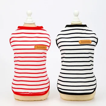 Summer Striped Dog Clothes Soft T-shirt Thin Dog Vest Striped Round Neck T-shirt For Small Dog Pet Puppy Vest Breathable T-shirt 6