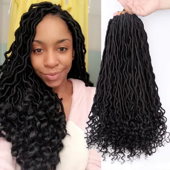 

Smart Braids 18"Inch Ombre Faux Locs Braiding Hair Synthetic Braids Hair Extensions Faux Locs Curly Crochet Braid Hair Bohemian