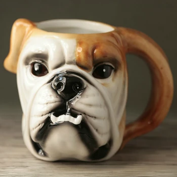 

JINGMENG 200ml 3D Stereo Animal Coffee Cup Cute Bulldog Cup Hand-painted Creative Cartoon Ceramic Cup Birthday Gift Mug