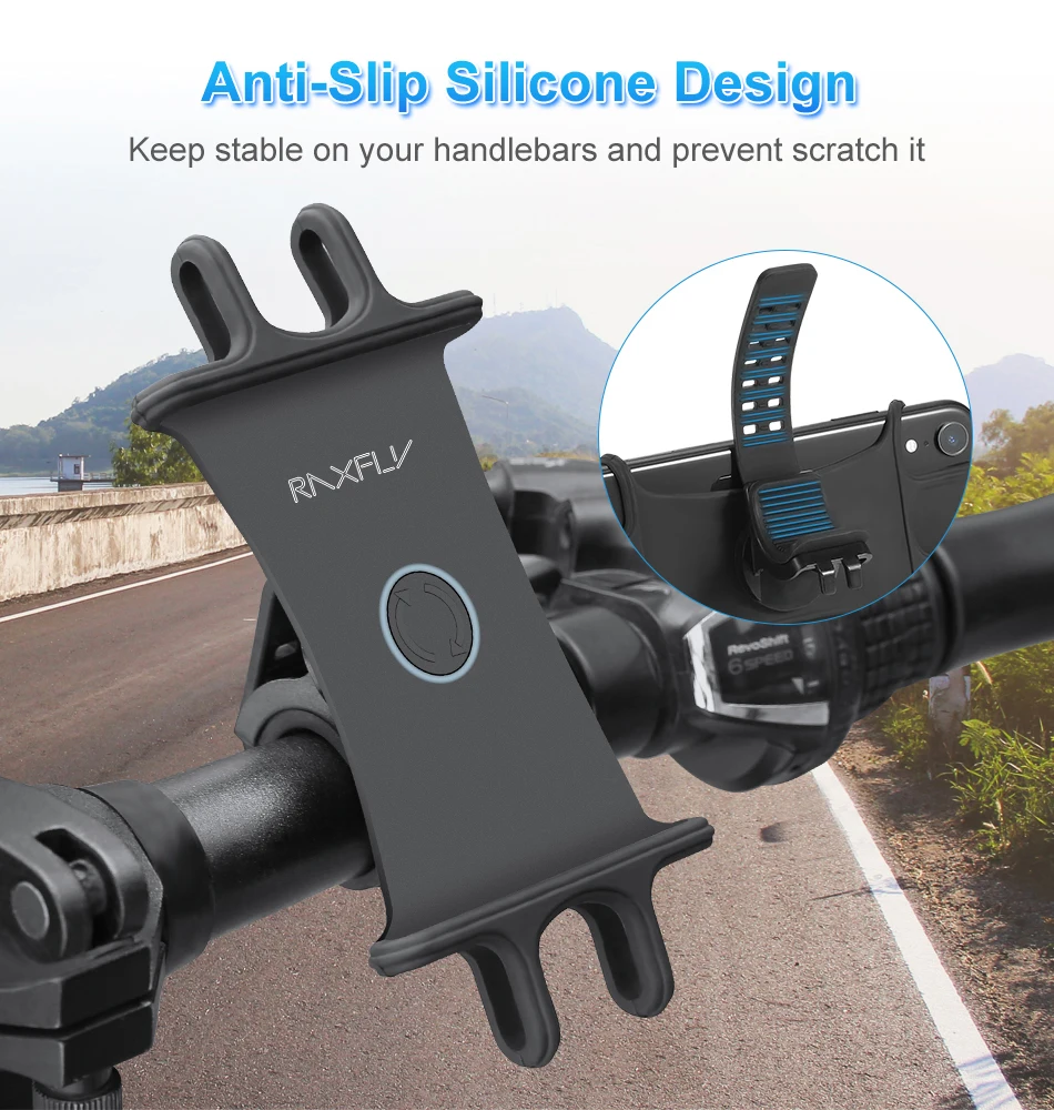 RAXFLY Bike Phone Holder Bicycle Mobile Cellphone Holder Motorcycle Suporte Celular For iPhone Samsung Xiaomi Gsm Houder Fiets mobile finger holder