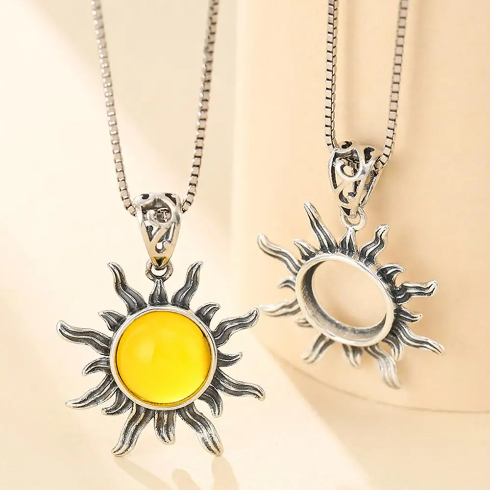 Thai 925 Sterling Silver Flower Pendant Tray Bezel Pendant Blank for 10/12/15mm Circle Gemstone for Necklace Jewelry Making