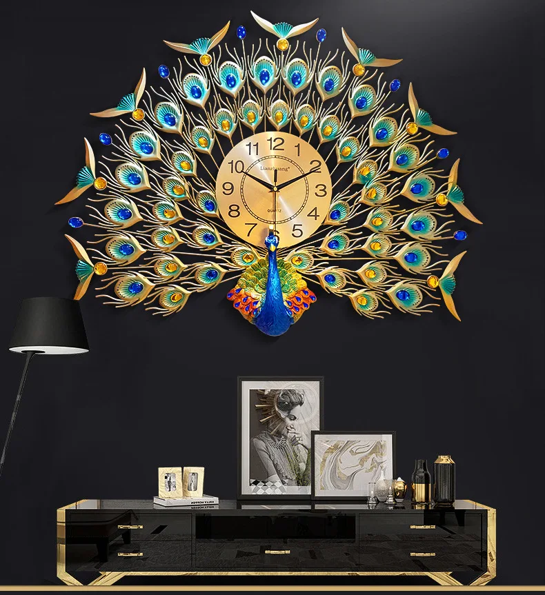 Peacock Wall Clock Living Room Cool And Stylish Home Creative Simple Electronic Clock Quartz Clock European Style Glorious Mute