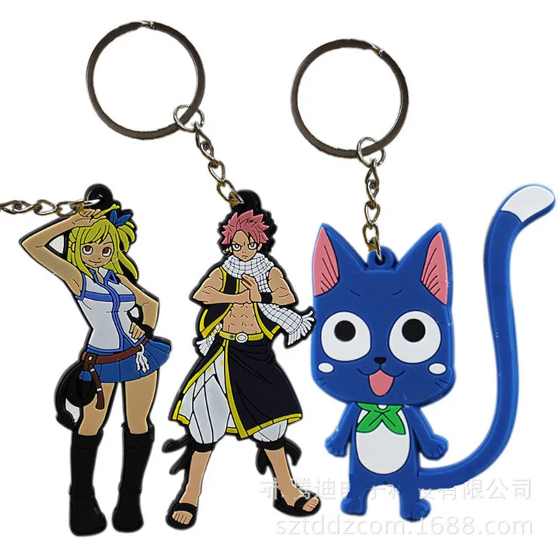 2017 Новый японский аниме Сказочный хвост фигурки Natsu Happy Lucy серый Elza ПВХ брелок