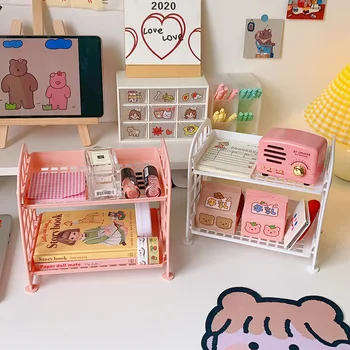 

New Mini Square Toilet Shelves Floor Type Plastic Double Shelf Desktop Small Storage Rack