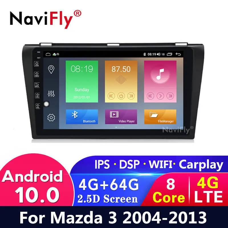 Бесплатная доставка! 4G LTE Android 10 + 64G для Mazda 3 Mazda3 2003 ~ 2013 автомобильный dvd-радиоплеер