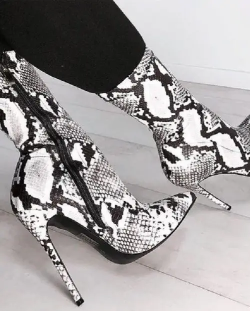 2020 autumn and winter new women's comfortable boots Snake high heel women boots pointed fashion large size shoes sexy Boots