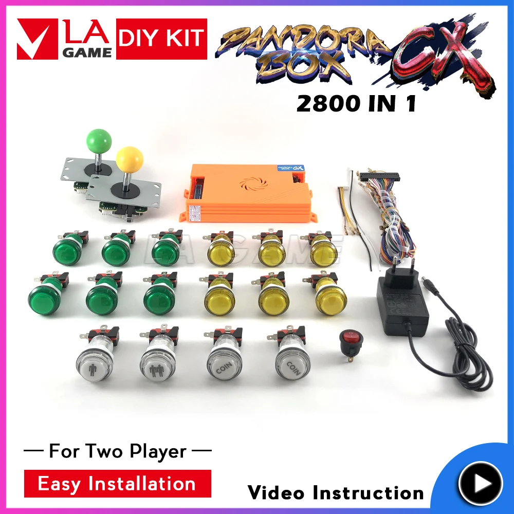 

arcade kit 2 player pandora box CX 2800 games in 1 sanwa joystick led buttons caja pandora pacman arcade