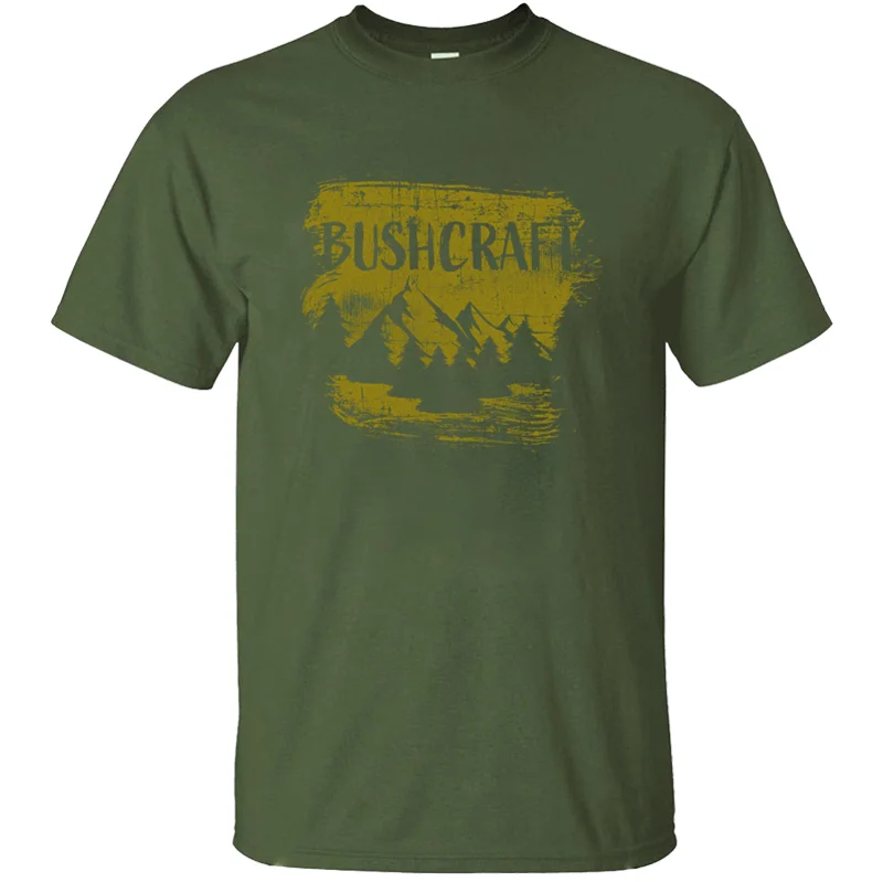 Графическая дышащая футболка с надписью bushcraft армейский зеленый цвета размера плюс 3xl 4xl 5xl Мужская Футболка Harajuku с юмористическим принтом