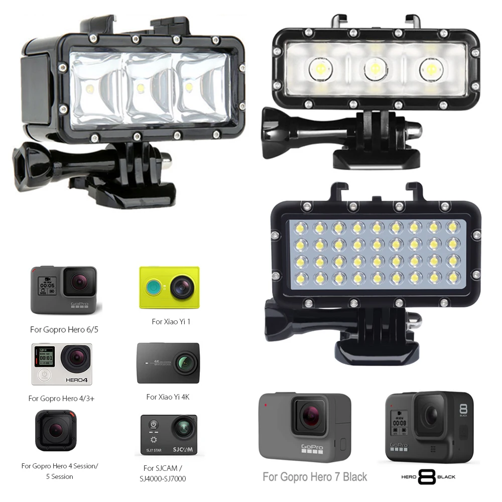 

Diving LED Flash Light Underwater Video lamp For GoPro Hero8 7 hero5 4 4S 3 for Xiaomi yi 4K Lite SJCAM SJ4000 SJ6 Mijia EKEN H9