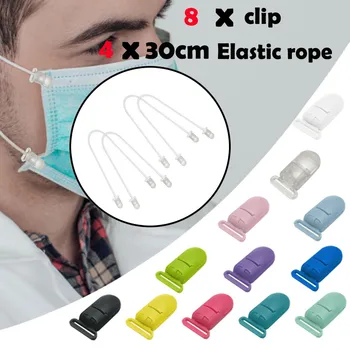 

Sling clip Mask fixing clip and elastic rope Durable and strong plastic clip Protection 8pcs Clip+4 Elastic Rope stabiliz Y420