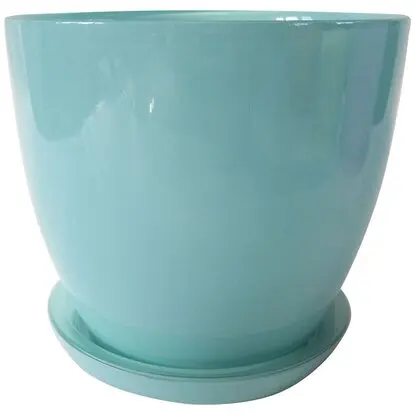 Pot ninaglass Gina 4 D18 cm 2 5 L glass mint with pallet pot plant pots | Дом и сад
