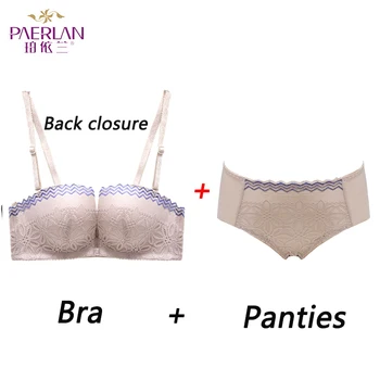 

PAERLAN Sexy Backless Bra And Panty Set Lace Back Buckle Seamless Push Up Underwear Briefs Women Wireless Lingerie Sets