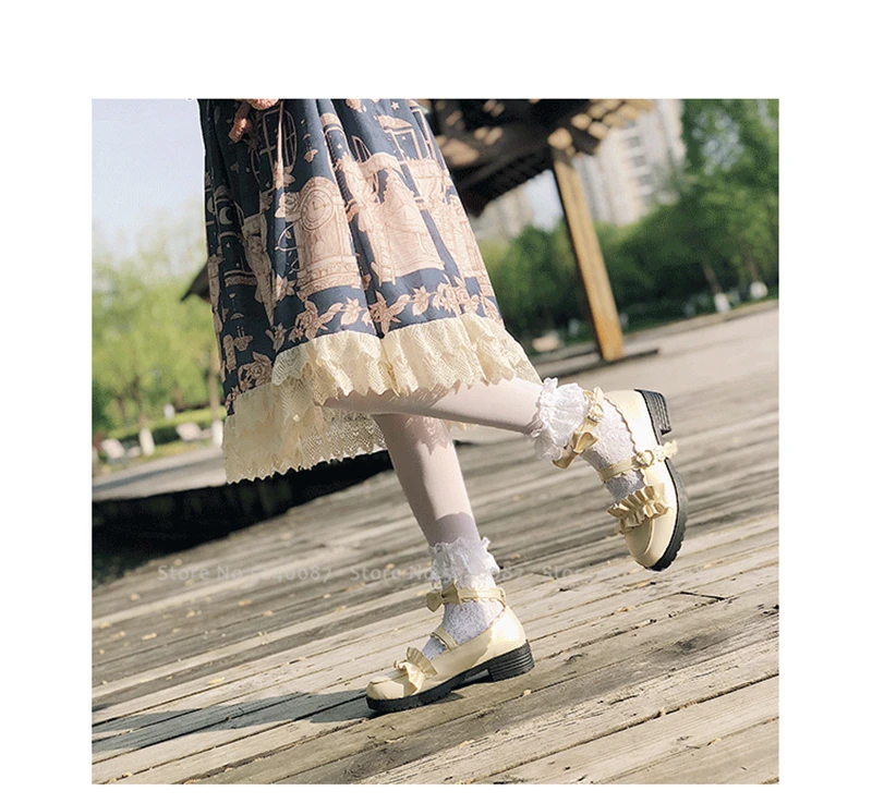Девушки Лолита Kawaii кукла гофрированные школьные однотонные Кожаные туфельки женские японский стиль JK Academy принцесса аниме вечерние Косплей Coatume