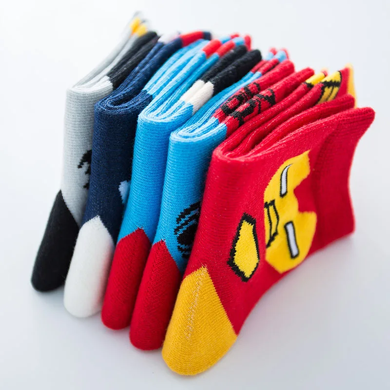 1 пара новых зимних детских коротких носков с героями мультфильмов «супергерой», «Человек-паук», американский капитан Супермен, «Бэтмен», детские носки для мальчиков, От 1 до 12 лет