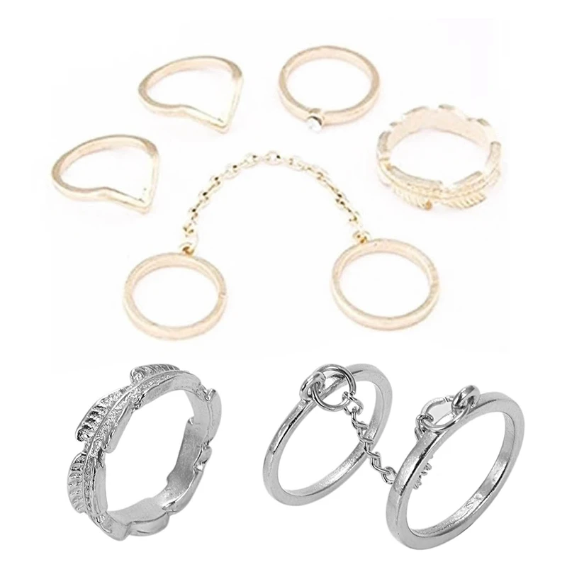 Set 12Pcs Lot Of Phalanx Rings Fleche Moon Midi with Pearl Fancy Boheme Jewelry for Woman and Girl (Gold/Silver) | Украшения и