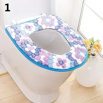 

Bathroom Flower Pattern Warm Soft Washable Toilet Cover Seat for Home Decor Closestool Mat Seat Case Warmer Toilet Lid Cover