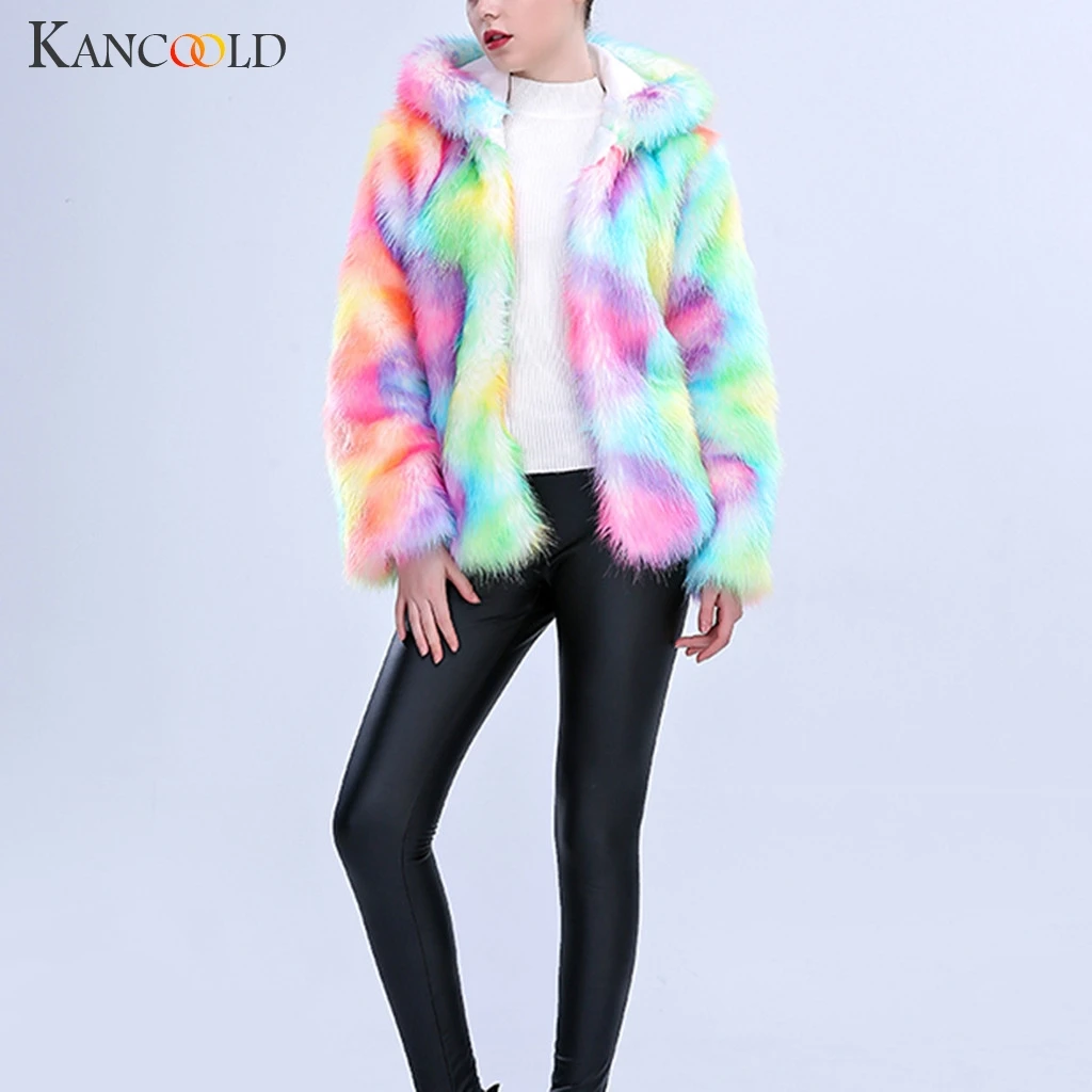 KANCOOLD, меховое пальто, женское, теплое, плотное, цветное, Лисий мех, толстая, теплая, короткая, меховое, розовое, без воротника, пальто, стеганая куртка