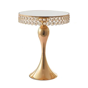 

Gold Cake Stand with Crystal, Mirror Top, Mermaid Tail Style for Wedding Cake Party Dessert Table for Dessert