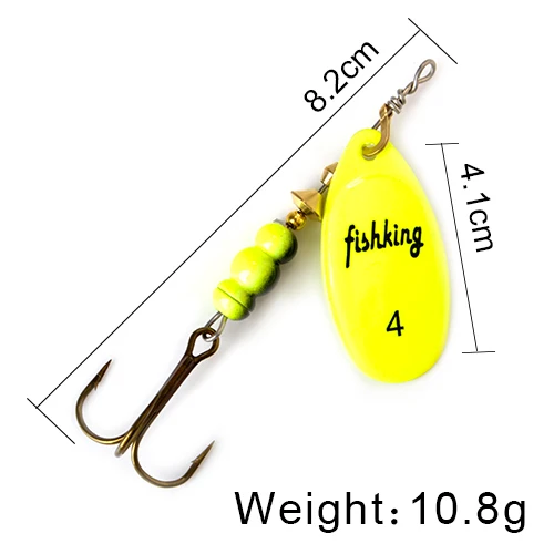 FISH KING Spinner Bait 3.9g 4.6g 7.4g 10.8g 15g Spoon Lures pike Metal With Treble Hooks Arttificial Bass Bait Fishing Lure as photo