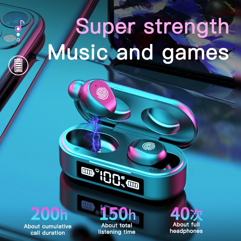 F9 6 TWS Bluetooth 5 0 Wireless Earphones Headphone Touch Control Earphones Stereo Sport Headset Gaming Auriculare