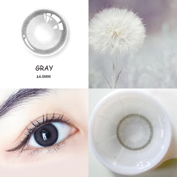 

6kinds gray Beautiful Pupil Color Contact Lenses Female Path 14.0mm.14.5mm Cute Multicolor Party Cartoon Girl Decoration Cosplay