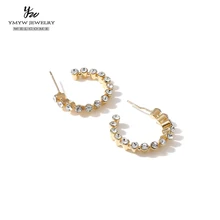 YMYW Statement Rhinestone Stud Earrings Gift Temperament Brand Vintage Fashion C-Design Earrings for Women Brincos Jewelry