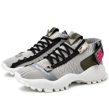 

Thick bottom trend Clunky Sneaker breathable flying woven sneakers youth casual running shoes