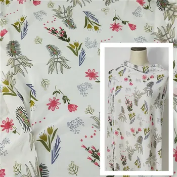 

2020 New Fashion Trend Tulle Fabric Printed Flower Chiffon Fabric Designer DIY Women Dress Shirt Material Drape Textile Telas