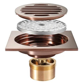 

Luxury Solid Brass Floor Drain Square Anti-Odor Floor Drain Bathroom Tile Insert Invisible Shower Drain Shower Room Drainer 10x1
