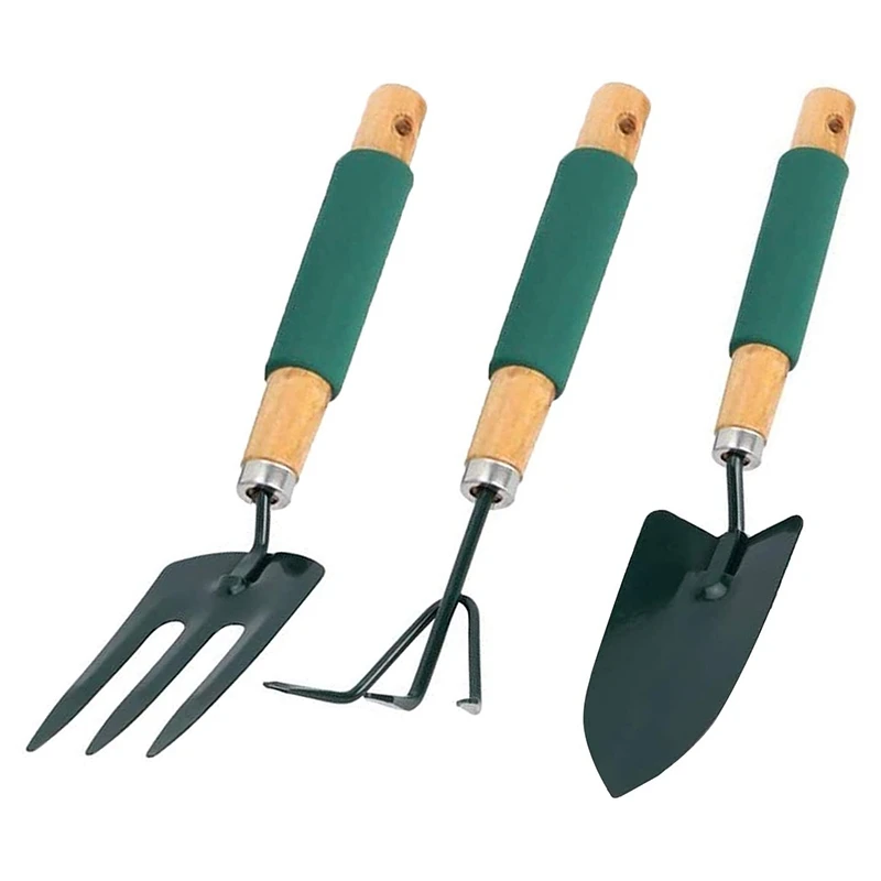 Garden Gardening Hand Rake Shovel Spade Fork 3pc Set Digging Cleaning 