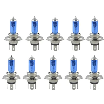 

10X H4 100/90W Halogen Bulbs 5000K Xenon Dark Blue Glass Car HeadLight Lamp Super White Car Head Light Car Halogen 12V