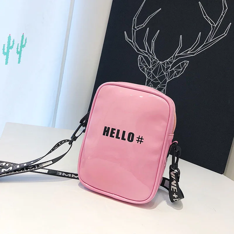 

2018 New Style Fashion Korean-style Patent Leather Bright Surface Lettered Square Sling Bag Shoulder Diagonal WOMEN'S Bag