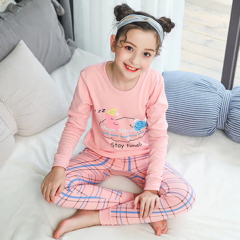 Детские пижамы для мальчиков зимние хлопковые Пижамные комплекты одежда для сна с героями мультфильмов для девочек, детская пижама Детские пижамы - Цвет: Y-9