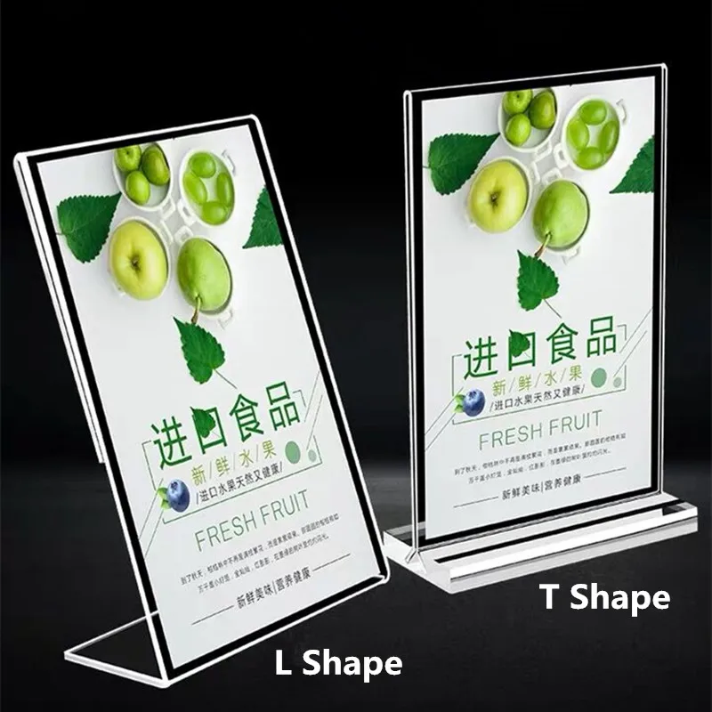 A4 Double Sided Thick Acrylic Sign Holder 8.5 x 11 Plastic Poster Picture Frame Marketing Display For School, Business 100 200mm   white double sided v shape acrylic plastic table name card holders meeting sign name note holders display stand