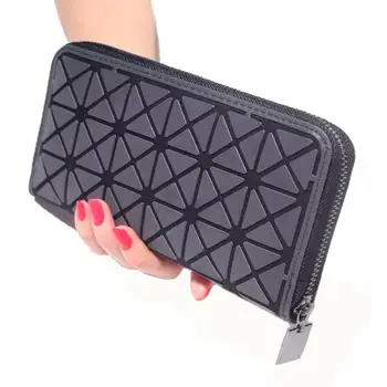 

New Ladies Long Wallet Geometric Rhombus Cell Phone Bag Luminous Colorful Wallet Card Holder